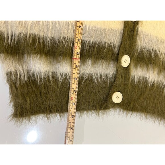 Aelfric Eden fuzzy soft women’s button up cardigan sweater striped women’s Sz S - Picture 6 of 8